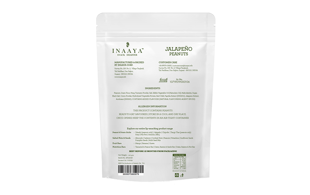Inaaya Jalapeno Peanuts    Pack  140 grams